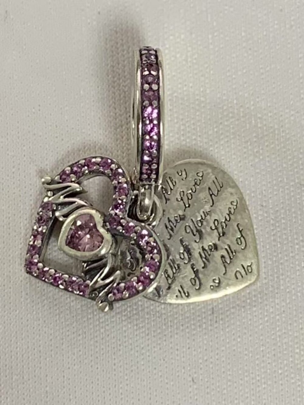 Pandora Heart & Mom Dangle Charm, S925 Silver Jewelry